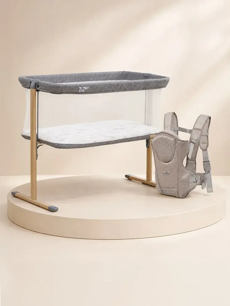 Набор: Колыбель Tutti Bambini ZiZee Oak/Charcoal 211204/3590 + Рюкзак Fiorellino beige mesh BC1847
