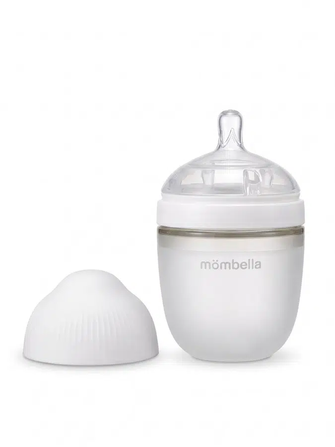 Бутылочка Mombella силиконовая антиколиковая Wide Neck широкая 210 мл белая 8137